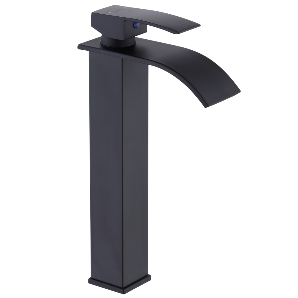 Grifo Lavabo Negro Caño Alto Cascada – FONTEA ALTUS COAL GRIFERS