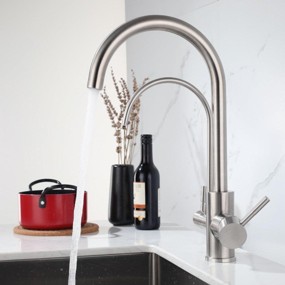 Grifo Osmosis 3 vías 2 salidas Acero Cepillado TIBIAS HIBERA GRIFERS - Interbude
