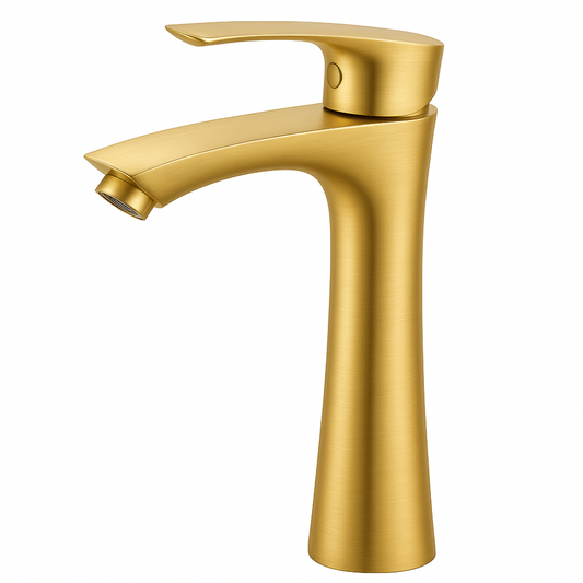 Grifo Lavabo Oro Cepillado Caño Alto – ARCUS ALTUS AURI GRIFERS