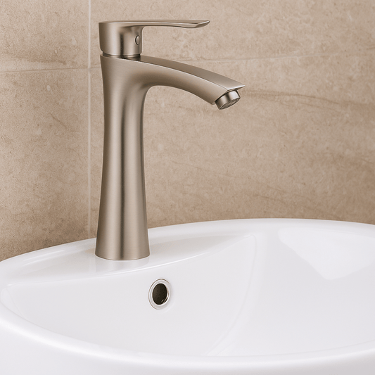 Grifo Lavabo Acero Cepillado Caño Alto – ARCUS ALTUS HIBERA GRIFERS