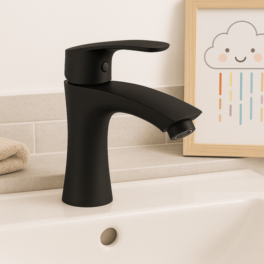 Grifo Lavabo Negro Mate Caño Bajo – ARCUS BASIS COAL GRIFERS
