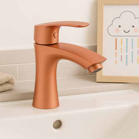 Grifo Lavabo Oro Rosa Caño Bajo – ARCUS BASIS ROSEA GRIFERS