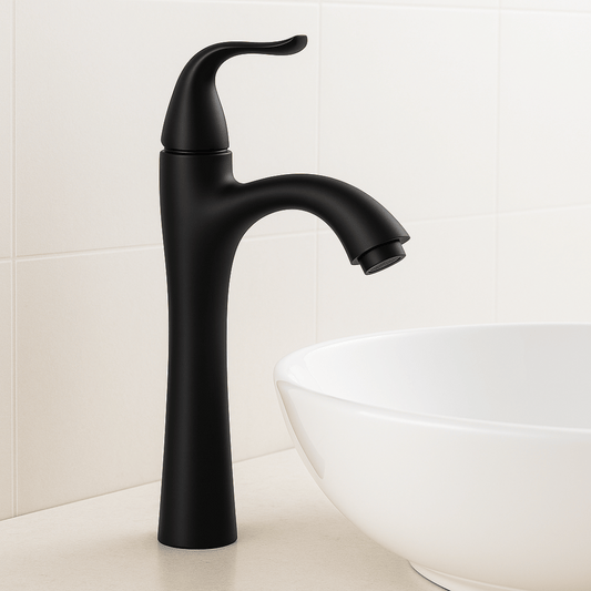 Grifo Lavabo Negro Mate Caño Alto – FLAMMA ALTUS COAL GRIFERS