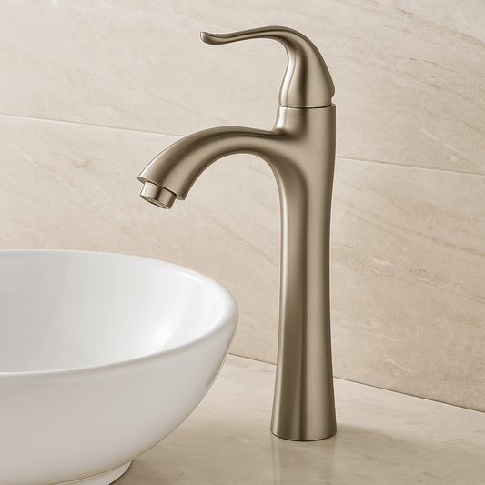 Grifo Lavabo Acero Cepillado Caño Alto – FLAMMA ALTUS HIBERA GRIFERS