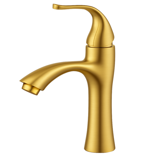 Grifo Lavabo Oro Cepillado Caño Bajo – FLAMMA BASIS AURI GRIFERS