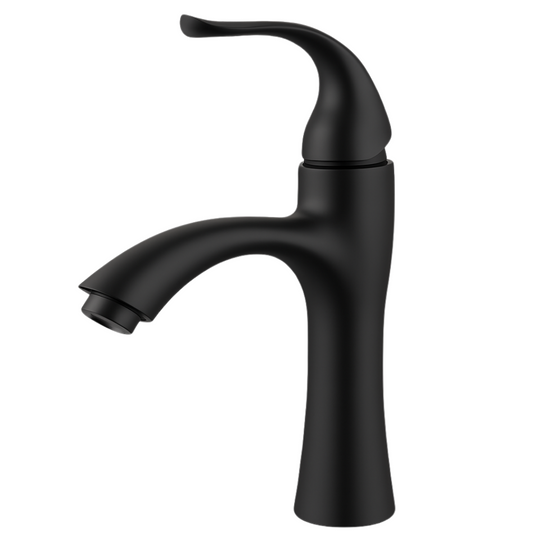 Grifo Lavabo Negro Mate Caño Bajo – FLAMMA BASIS COAL GRIFERS