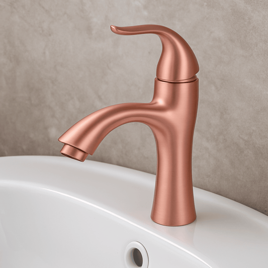 Grifo Lavabo Oro Rosa Caño Bajo – FLAMMA BASIS ROSEA GRIFERS