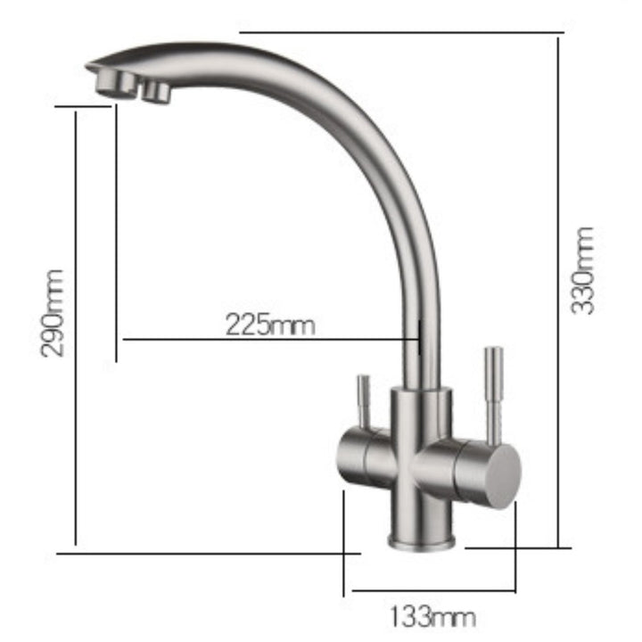 Grifo Osmosis 3 vías 2 salidas Acero Cepillado PERCOLA HIBERA GRIFERS - Interbude