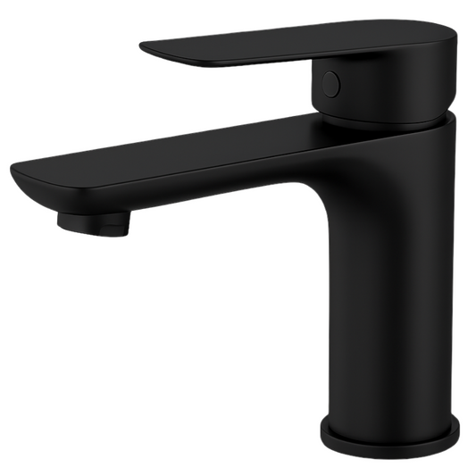 Grifo Lavabo Negro Mate Caño Bajo – LINEA BASIS COAL GRIFERS