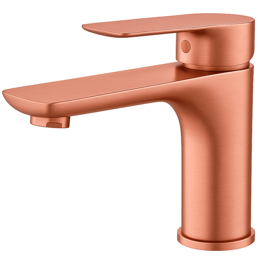 Grifo Lavabo Oro Rosa Caño Bajo – LINEA BASIS ROSEA GRIFERS