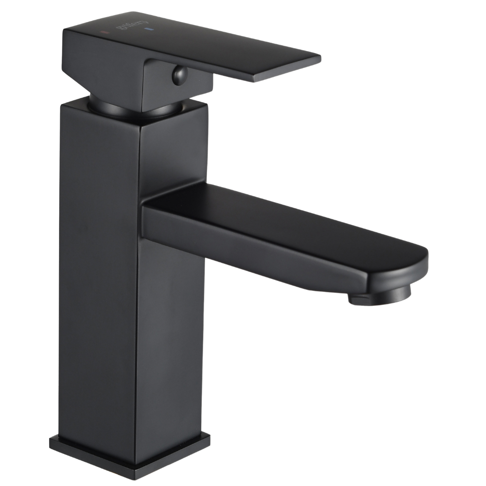 Grifo Lavabo Negro Caño Bajo Con Apertura En Frío - PARVA COAL GRIFERS