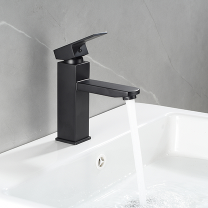 Grifo Lavabo Negro Caño Bajo Con Apertura En Frío - PARVA COAL GRIFERS