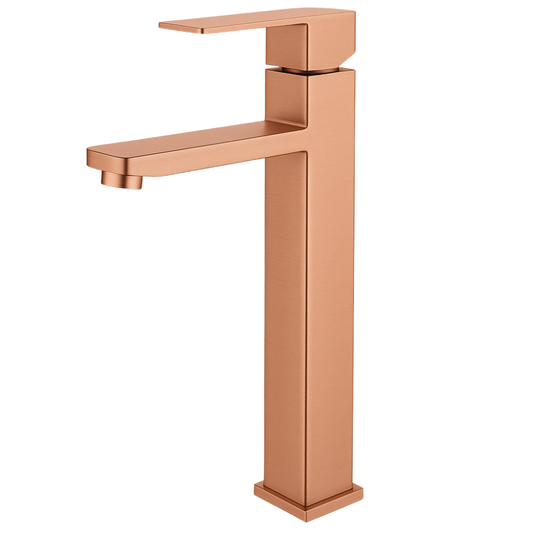 Grifo Lavabo Oro Rosa Caño Alto – SQUARE ALTUS ROSEA GRIFERS