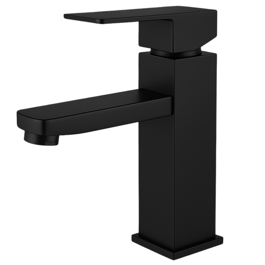Grifo Lavabo Negro Caño Bajo – SQUARE BASIS COAL GRIFERS