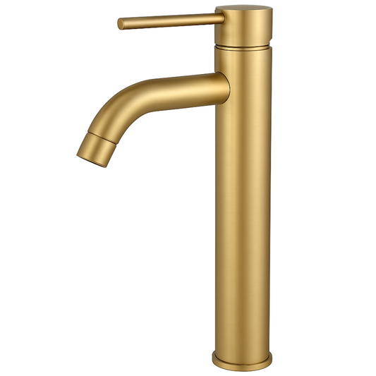 Grifo Lavabo Oro Cepillado Caño Alto – TUBE ALTUS AURI GRIFERS