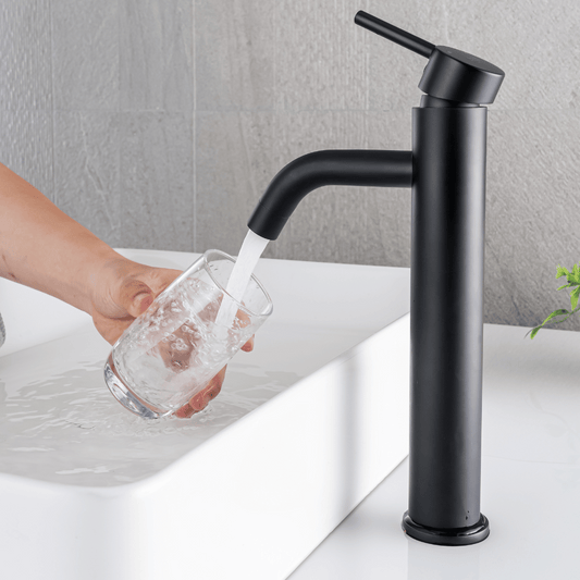 Grifo Lavabo Negro Mate Caño Alto – TUBE ALTUS COAL GRIFERS